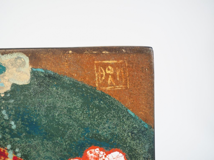 Ecole de Hanoï. Panneau de laque "Portrait de jeune fille Moï en tenue