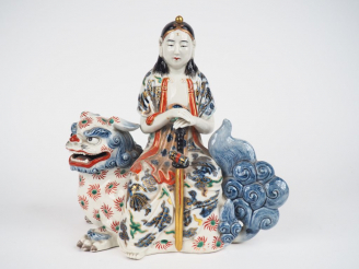 Vente aux enchères Japon, vers 1870, Meiji, Groupe en porcelaine de Kutani représentant u