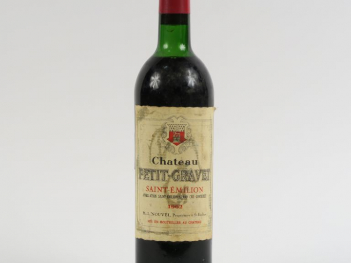 1 BOUTEILLE CHÂTEAU PETIT GRAVET GC ST EMILION - 1962 - LB/HEP