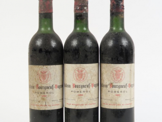 Vente aux enchères 3 BOUTEILLES CHÂTEAU BOURGNEUF VAYRON POMEROL - 2 LB/1 HEP/BLS
