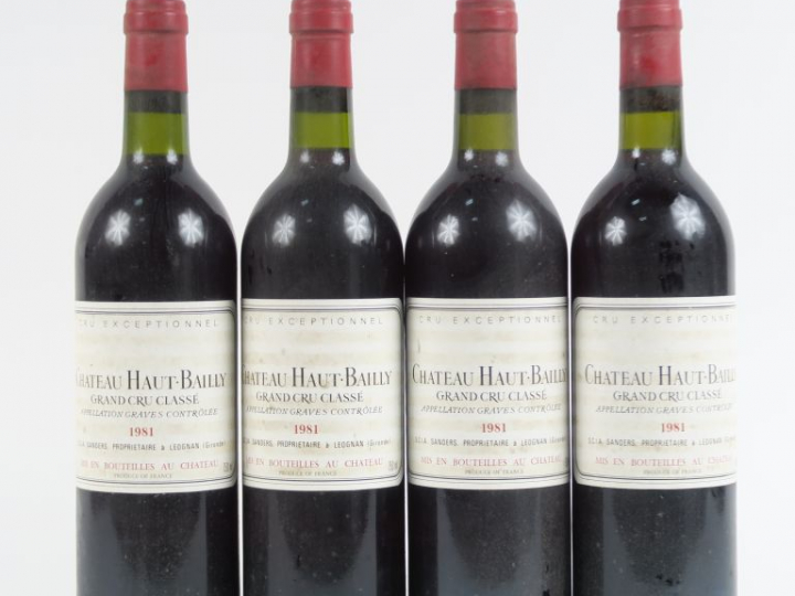 4 BOUTEILLES CHÂTEAU HAUT BAILLY GCC GRAVES - 1981 - BG