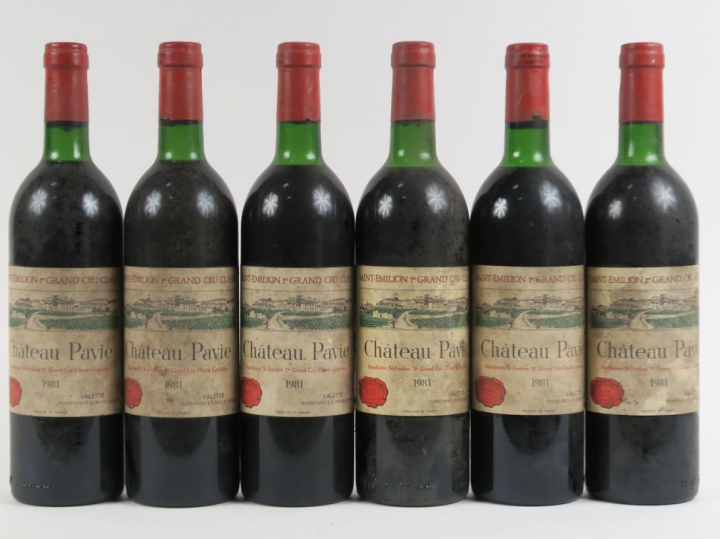 6 BOUTEILLES CHÂTEAU PAVIE 1er GCC ST EMILION - 1981 - LB/ET