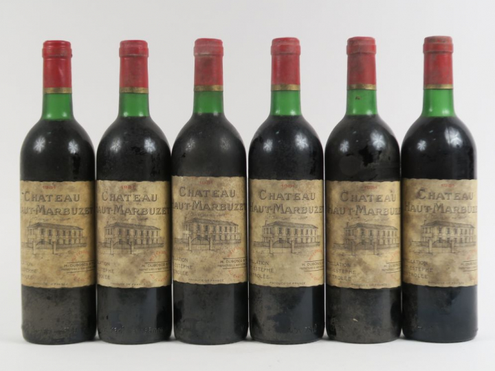 6 BOUTEILLES CHÂTEAU HAUT MARBUZET ST ESTEPHE - 1981 - BG/ES