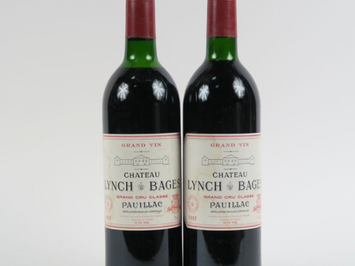 2 BOUTEILLES CHÂTEAU LYNCH BAGES GCC PAUILLAC - 1985 - 1 BG/1 LB-HEP