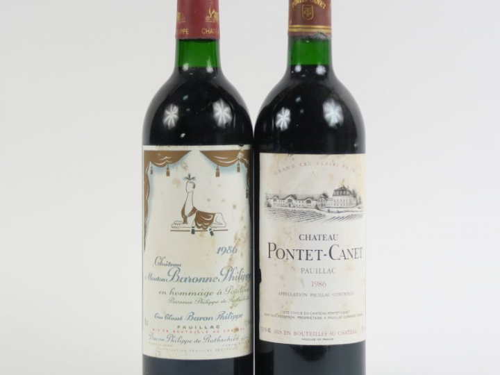 2 BOUTEILLES GCC PAUILLAC 1986 : 1 CHÂTEAU PONTET CANET BG - 1 CHÂTEAU