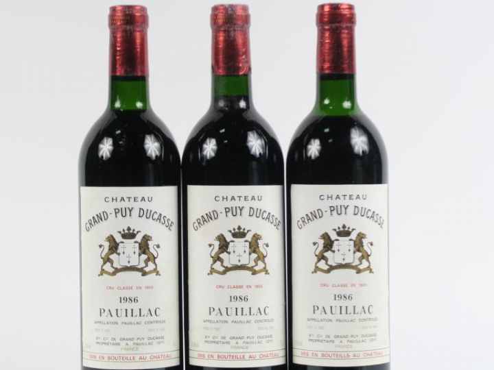3 BOUTEILLES CHÂTEAU GRAND PUY DUCASSE GCC PAUILLAC - 1986 - 1 BG/1 LB