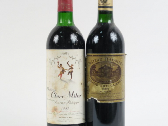 Vente aux enchères 2 BOUTEILLES GCC PAUILLAC 1987 : 1 CHÂTEAU CLERC MILON LB - 1 CHÂTEAU 