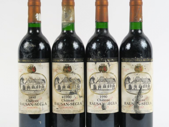 4 BOUTEILLES CHÂTEAU RAUSAN SEGLA GCC MARGAUX - 1990 - BG/ELA