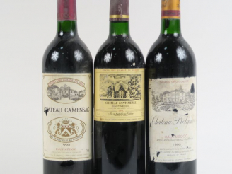 Vente aux enchères 3 BOUTEILLES GCC HAUT MEDOC 1990 : 1 CHÂTEAU BELGRAVE ELA - 1 CHÂTEAU 