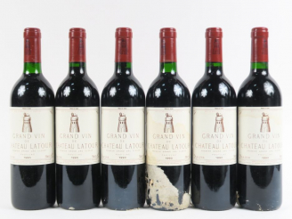 Vente aux enchères 6 BOUTEILLES CHÂTEAU LATOUR 1er GCC PAUILLAC - 1990 - 2 BG/1 ELT