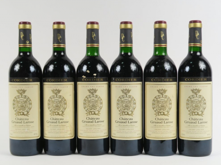 6 BOUTEILLES CHÂTEAU GRUAUD LAROSE GCC ST JULIEN - 1992 - 2 BG