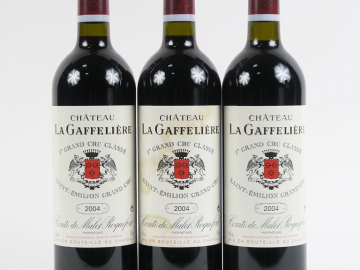 3 BOUTEILLES CHÂTEAU LA GAFFELIERE 1er GCC ST EMILION - 2004 - 1 ETLT