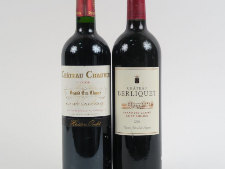 2 BOUTEILLES GCC ST EMILION 2006 : 1 CHÂTEAU CHAUVIN - 1 CHÂTEAU BERLI
