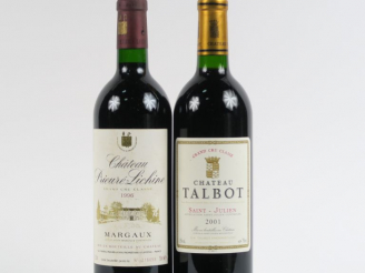 Vente aux enchères 2 BOUTEILLES : 1 CHÂTEAU TALBOT GCC ST SULIEN 2001 - 1 CHÂTEAU PRIEURÉ