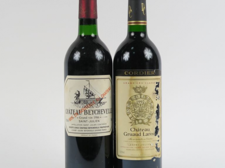 2 BOUTEILLES GCC ST JULIEN : 1 CHÂTEAU BEYCHEVELLE 1986 BG - 1 CHÂTEAU
