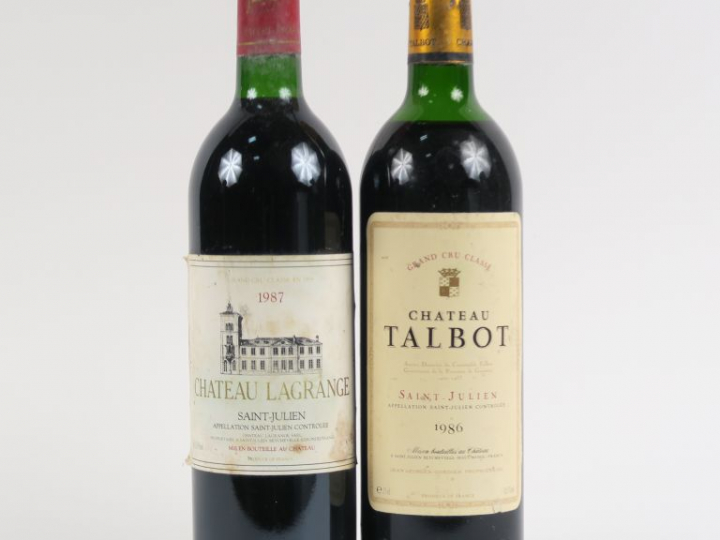 2 BOUTEILLES GCC ST JULIEN : 1 CHÂTEAU TALBOT 1986 HEP - 1 CHÂTEAU LAG