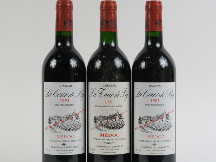 3 BOUTEILLES CHÂTEAU LA TOUR DE BY CB MEDOC - 1 de 1991/2 de 1993