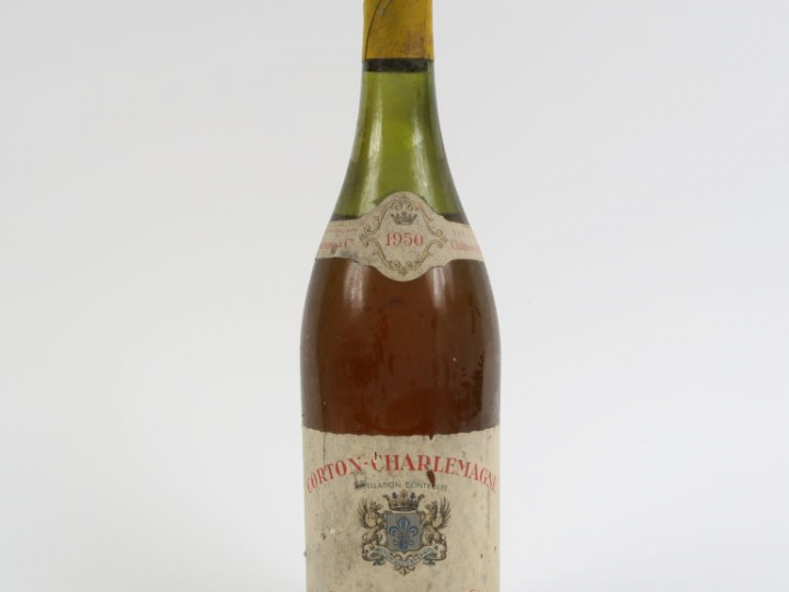 1 BOUTEILLE CORTON CHARLEMAGNE DE MOUCHERON - 1950 - 6,5 CM
