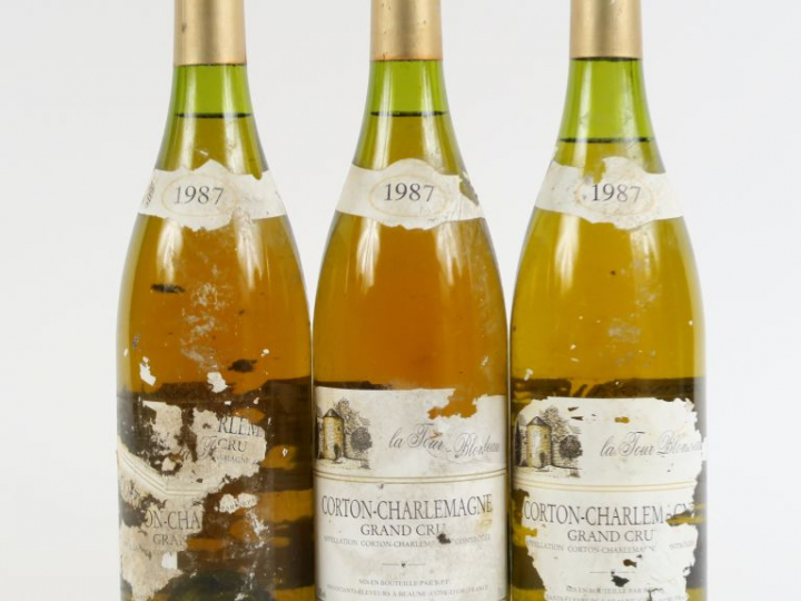 3 BOUTEILLES CORTON CHARLEMAGNE GC 'LA TOUR BLONDEAU' B.P.F. - 1987 - 