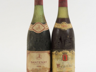 Vente aux enchères 2 BOUTEILLES 1959 : 1 SANTENAY JABOULET VERCHERRE 6 CM/BS - 1 BEAUNE L