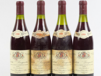Vente aux enchères 4 BOUTEILLES CORTON LANGUETTES MAURICE CHAPUIS - 1988 - 1 à 4 CM/2 ET