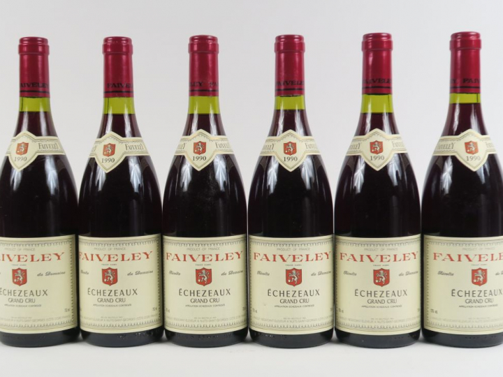 6 BOUTEILLES ECHEZEAUX GC FAIVELEY - 1990 - CBO - PAPIERS DE SOIE