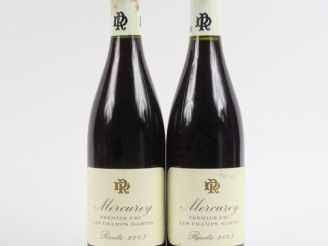 Vente aux enchères 2 BOUTEILLES MERCUREY 1er CRU 'LES CHAMPS MARTIN' MARC ROUGEOT DUPIN -
