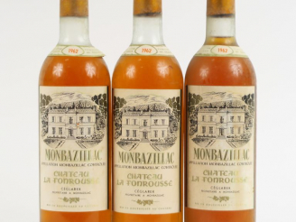 Vente aux enchères 3 BOUTEILLES CHÂTEAU LA FONROUSSE MONBAZILLAC - 1962 - 1 BG/1 LB