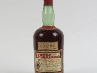 Vente aux enchères 1 VIEILLE BOUTEILLE LIQUEUR CACAO R. IMART 25° - CAPSULE ÉTAIN