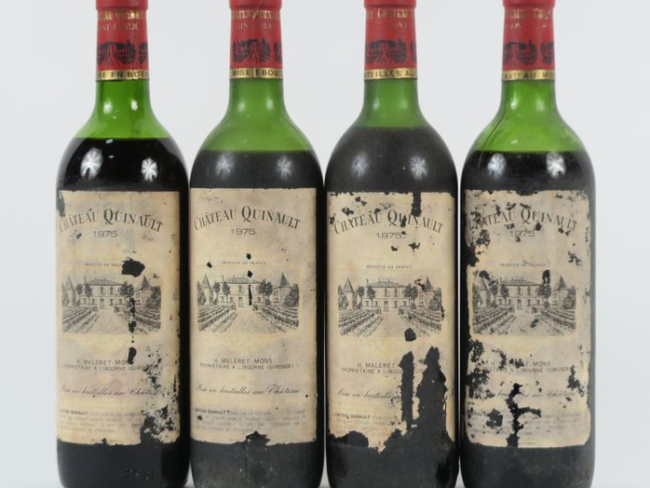4 BOUTEILLES CHÂTEAU QUINAULT ST EMILION - 1975 - 1 HEP/1 MEP/2 BEP/2 