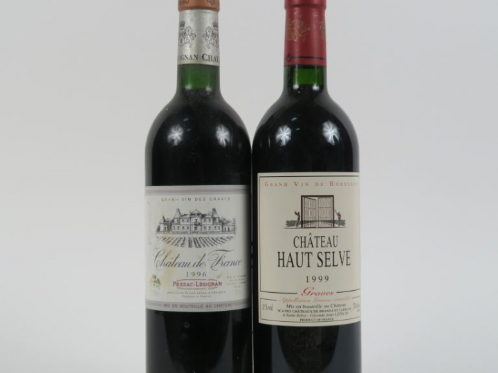 2 BOUTEILLES GRAVES : 1 CHÂTEAU HAUT SELVE 1999 - 1 CHÂTEAU DE France 