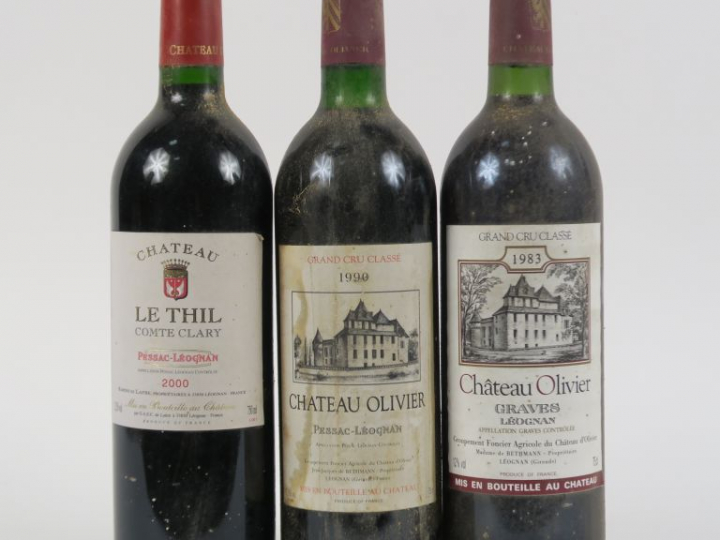 3 BOUTEILLES GRAVES : 2 CHÂTEAU OLIVIER 1 de 1983/1 de 1990 BG - 1 CHÂ