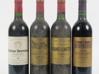 Vente aux enchères 4 BOUTEILLES MARGAUX : 1 CHÂTEAU BRANE CANTENAC GCC 1985 - 1 CHÂTEAU C