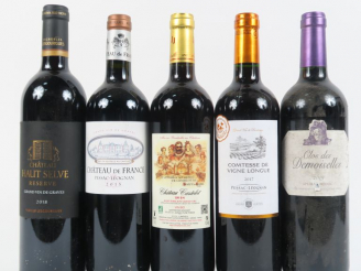 Vente aux enchères 5 BOUTEILLES : 1 CHÂTEAU HAUT SELVE GRAVES 2018 - 1 CHÂTEAU DE France 