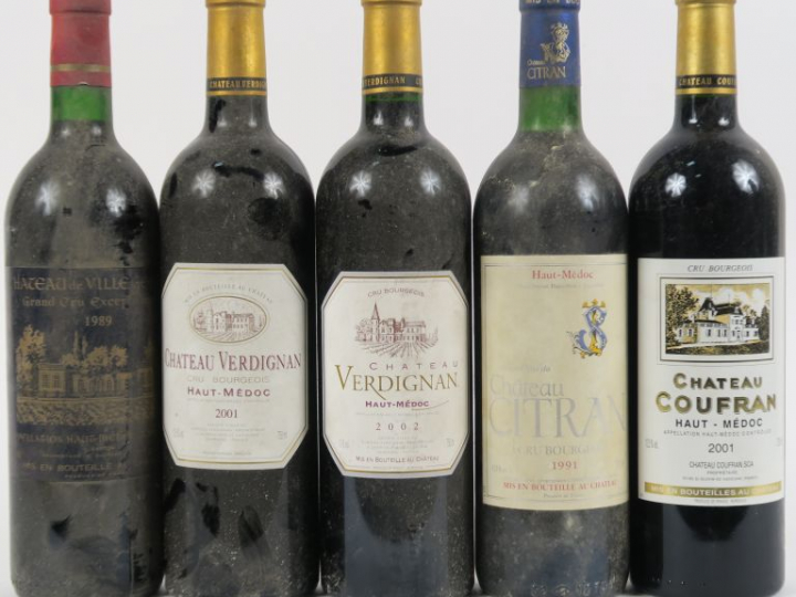 5 BOUTEILLES CB HAUT MÉDOC : 1 CHÂTEAU CITRAN 1991 BG - 1 CHÂTEAU COUF