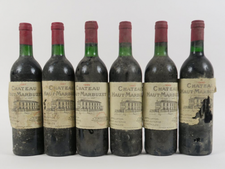 6 BOUTEILLES CHÂTEAU HAUT MARBUZET ST ESTEPHE - 2 de 1987 BG/BS - 1 de