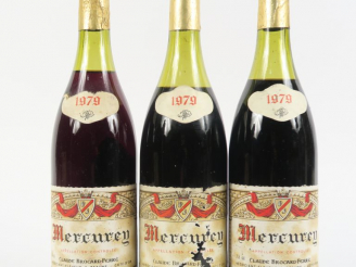 Vente aux enchères 3 BOUTEILLES MERCUREY CLAUDE BROCARD FERRÉ - 1979 - 4 CM/5 CM/5,5 CM/1
