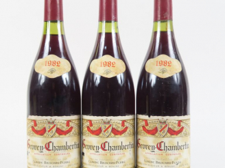 Vente aux enchères 3 BOUTEILLES GEVREY CHAMBERTIN 1er CRU CLAUDE BROCARD FERRÉ - 1982