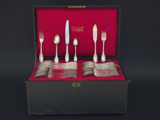 Vente aux enchères CHRISTOFLE Ménagère de style Louis XVI en métal argenté, à décor de gu