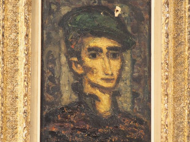 Stanislas ELESZKIEVICZ. "Autoportrait". Huile sur toile, signée en bas