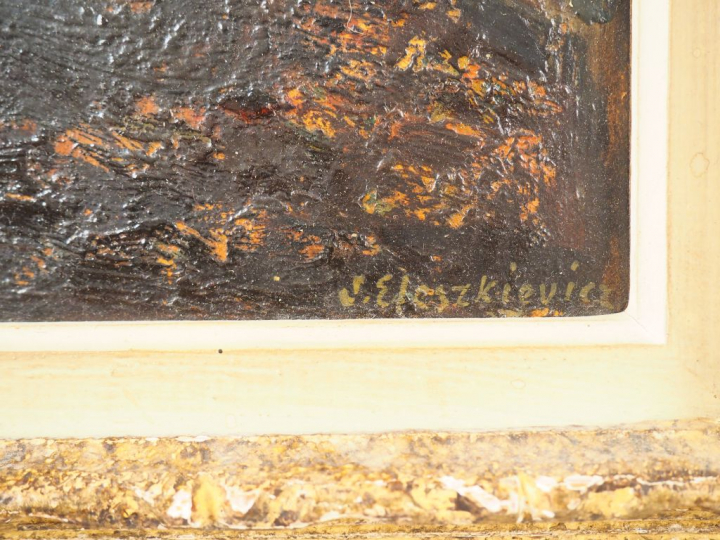 Stanislas ELESZKIEVICZ. "Autoportrait". Huile sur toile, signée en bas