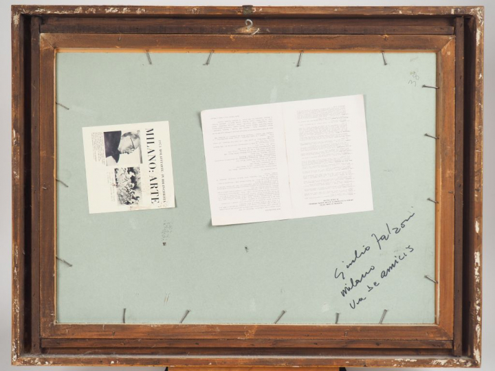 Giulio FALZONI. "Place de Milan en hiver". Aquarelle, signée en bas à 