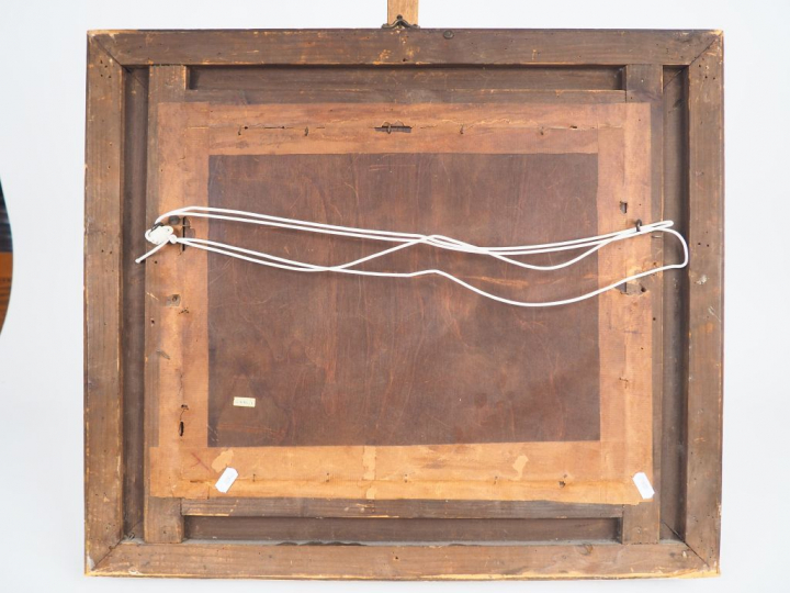 Eugène GALIEN-LALOUE. "Le marché en en Bretagne". Huile sur panneau, s