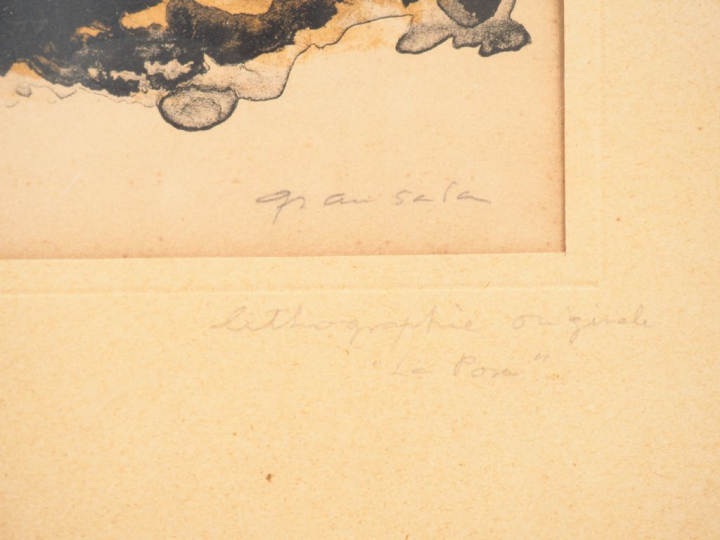 Emilio GRAU-SALA. "La pose". Lithographie, épreuve d'artiste signée et