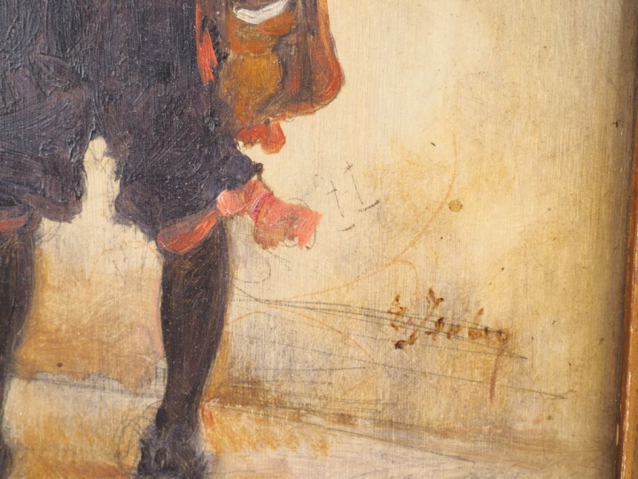 Eugène ISABEY (Paris 1803 - Montévrain 1886) "Page au Cordon rose" Pan