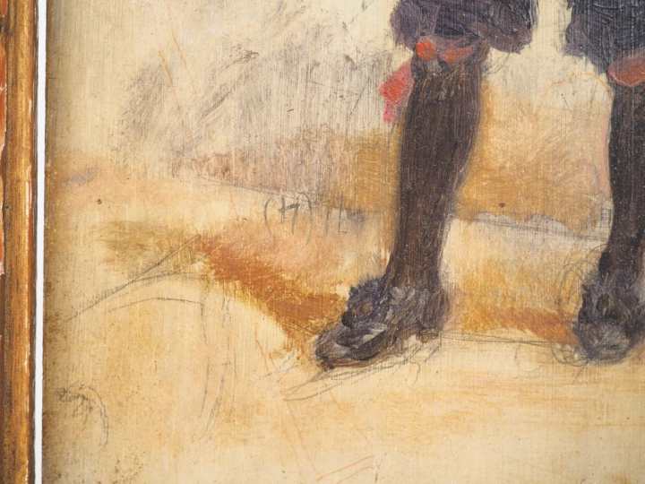 Eugène ISABEY (Paris 1803 - Montévrain 1886) "Page au Cordon rose" Pan