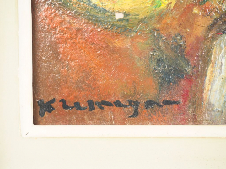 Pinchus KREMEGNE. "Nature morte aux fruits". Huile sur toile, signée e