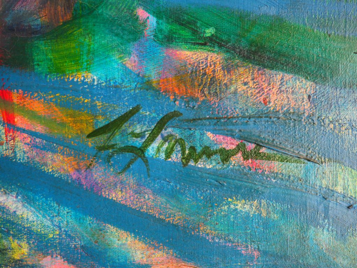 François LAMORE. "l'Age d'or" Grande huile sur toile, signée en bas à 