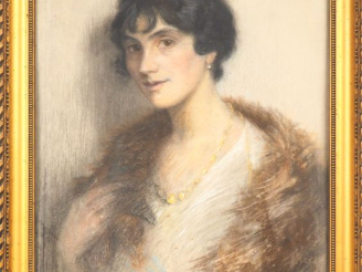 Vente aux enchères Emmy LEUZE-HIRSCHFELD. "Portrait de femme au collier de perles". Paste