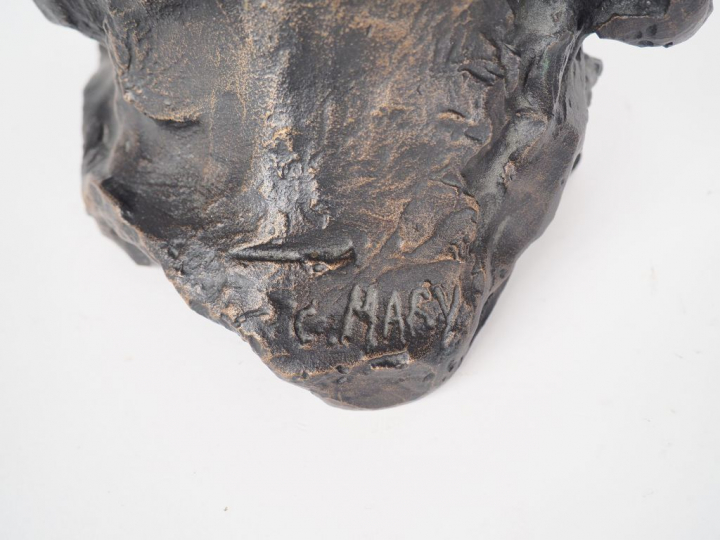 Claude MARY. "L'éphèbe". Sculpture en bronze à patine noire. Signée et